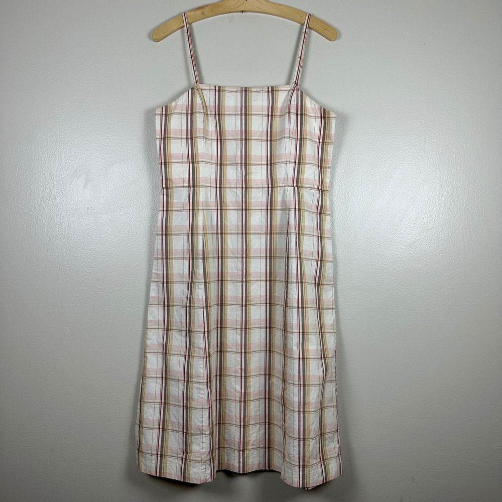 J.Crew Women's 12 Midi Dressβ Pink Plaid Cotton Sleeveless Sun Dress Preppy